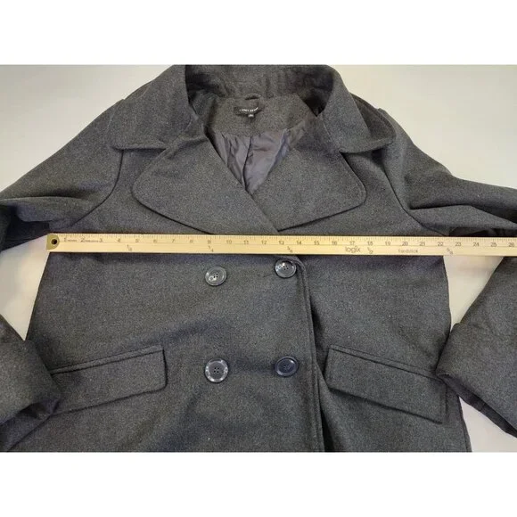 Larry Levine Women L Double Breasted Pea Coat Lined Cuff Mid Length Classy - Picture 3 of 9